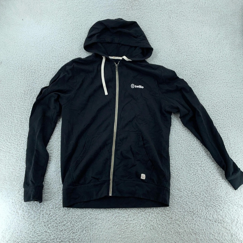 Marine Layer Hoodie Mens Medium Black Contrast Full Zip Sweatshirt USA Twilio